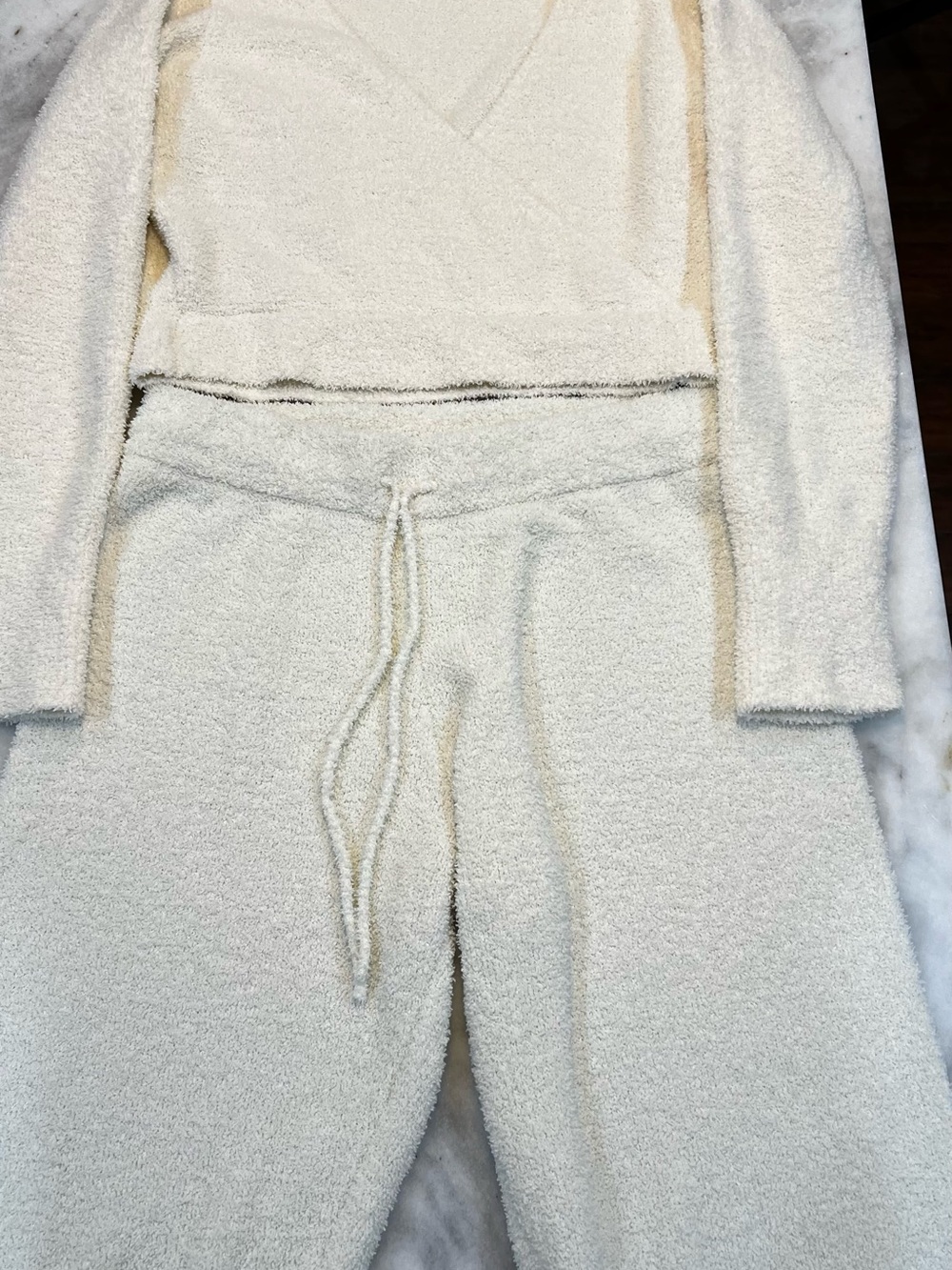 Anthropologie Daily Practice Cozy Cream Teddy Fleece Lounge Set Large